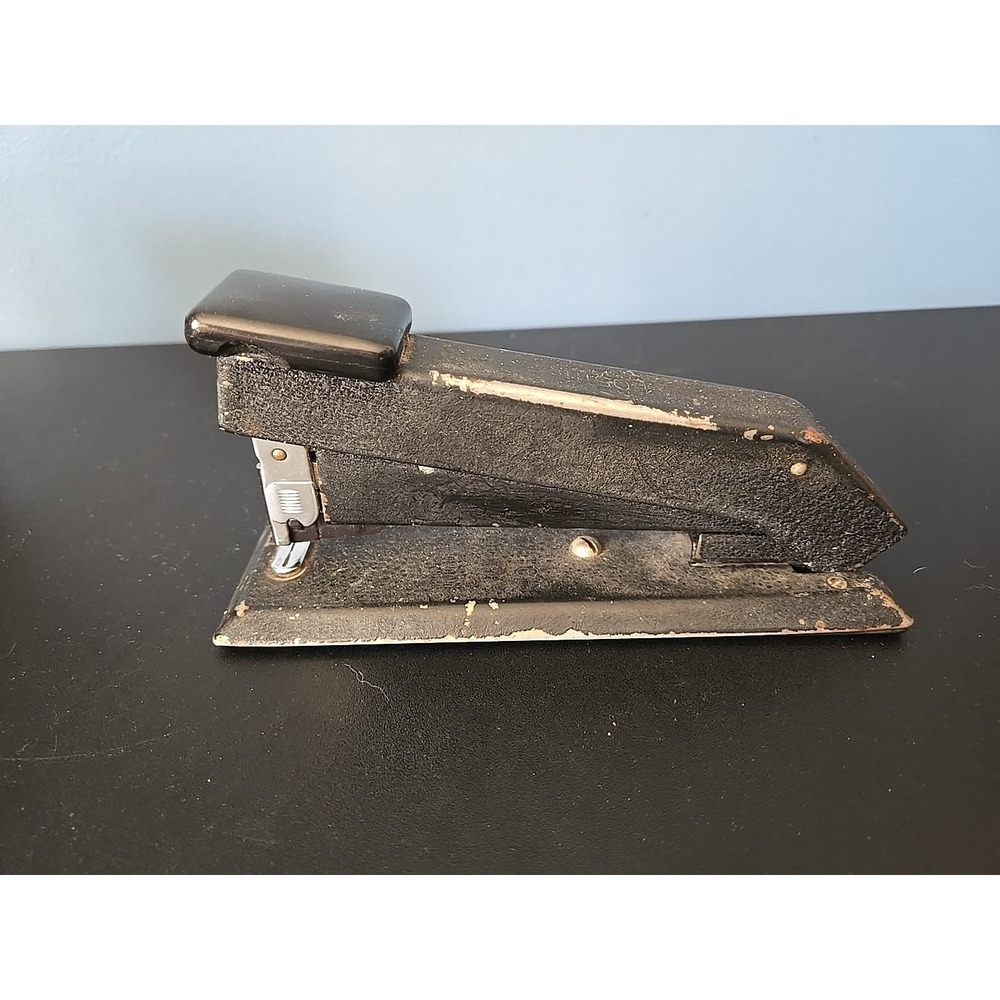 Vintage Retro 1940s Bostitch Heavy‎ Duty Steel Stapler Black Crackle